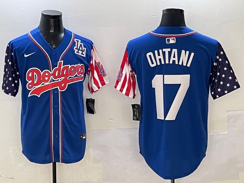 Men Los Angeles Dodgers #17 Ohtani Blue a generation of national flags Joint name 2025 Nike MLB Jersey style 7->los angeles dodgers->MLB Jersey